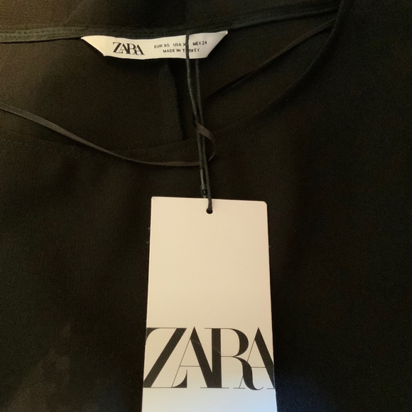 Zara Batwing Split Sleeve Black Mini Dress XS New - Picture 9 of 9